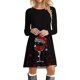 thumbnail image 1 of WILLBEST Vestidos de Algodon Vestido de Fiesta Navideño para Mujer, Cuello Redondo, Manga Larga, Corte de Ciervo, Estampado Suave, Moda, Vestido de Fiesta Mediana​​, 1 of 3
