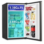 Galanz 3.3 Cu Ft Compact Refrigerator, Stainless Steel Look One Door Mini Fridge, Energy Star for Apartment, Dorm, Office, Bedroom
