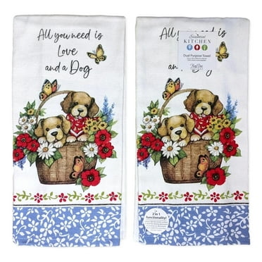 Kay Dee Designs Playful Puppies Theme Terry Kitchen Towels, 2 Count