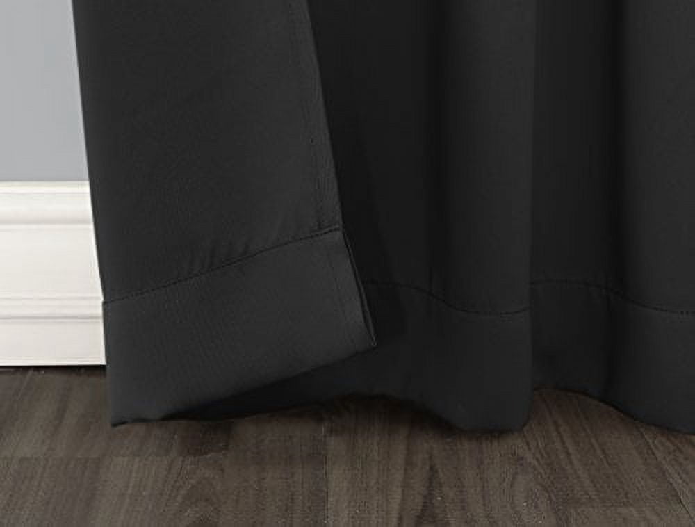 Sun Zero Nolan Energy Saving Blackout Rod Pocket Curtain Panel, 40"X84", Black (Single Panel)