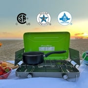 Flame King 2-Burner Portable Camping Stove Grill for Outdoor Cooking, Backpacking