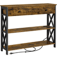 thumbnail image 1 of Fullfurnique Vintage Wooden Console Table with Power Outlet and 1 Drawer, Rustic Brown, 1 of 8