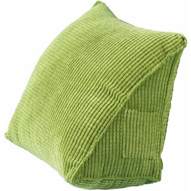 Almohada triangular para la espalda, almohada de cuña para soporte de cama, cojín para el respaldo, sofá, silla de oficina, almohada para sofá para adultos y niños (verde 79,615.7 in)