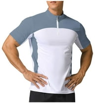 Miluxas Men Short Sleeve Shirt , Road Bike Jerseys Half Zipper, Bicycle Clothing Breathable Quick Dry White 10(XL)