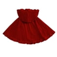 thumbnail image 4 of UTSJKR Women Hooded Velvet Christmas Cape, Ruffled Edge Cloak with Pom‑Pom Decor, Short Poncho Outerwear for Holiday and Little Red Riding Hood Dress‑Up Wine, 4 of 9
