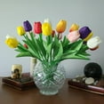 thumbnail image 2 of 20/24pcs Multicolor Artificial Tulips Flowers Fake Faux PU Tulip Bouquet Real Touch Flower Arrangement for Home Room Office Party Wedding Decoration Excellent Gift Idea for Mothers Day, 2 of 7