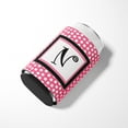 thumbnail image 3 of Letter N Monogram - Pink Black Polka Dots Can or Bottle Hugger, 3 of 5