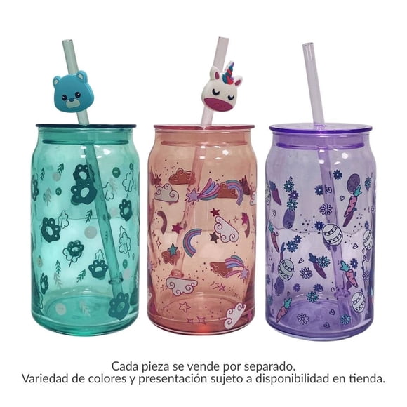 Vaso My Shop con Tapa y Popote para Bebidas Frías de 480 ml.