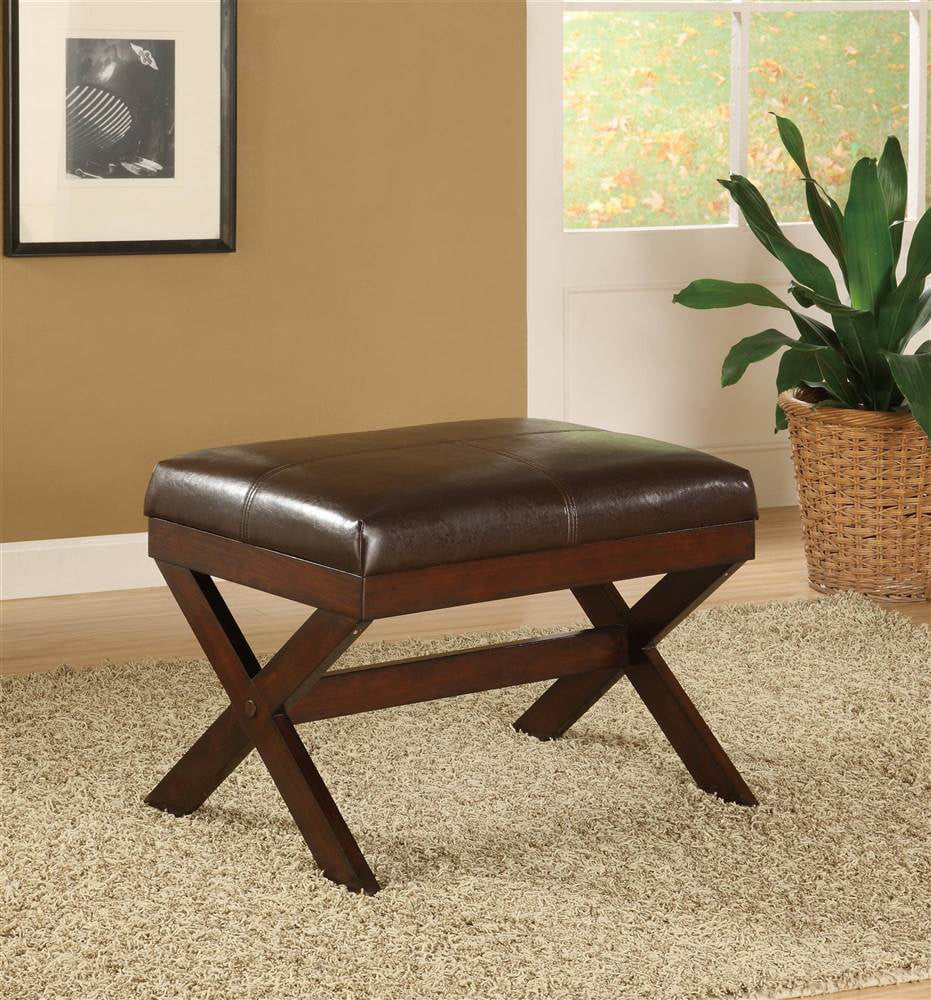 Vanity Bench In Faux Leather Com, 20 Inch High Vanity Bench
