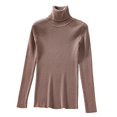 thumbnail image 3 of Suéter de punto de mujer Jersey de cuello alto de punto grueso de mujer - café Magideal Suéter de punto de mujer, 3 of 7