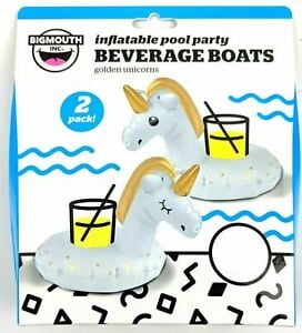 Bigmouth 3pk inflatable pool party beverage boats unicorns Floating Cup Holder 