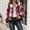 Hot Pink, variant on Casual Plaid Baseball Jacket With Zipper women fall clothes Autumn Winter Outerwear For Daily Commute And Street Style