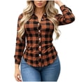 thumbnail image 4 of Dpjklzsn Women's Plaid Button Down Shirt, Long Sleeve Collared Flannel-Style Blouse for Casual Everyday Outfits, 4 of 8