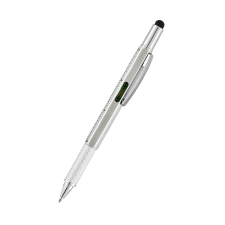 Multitool Pen 6 in 1 Multi-Tool Pen Set Screwdrivers Spirit Level Ruler and Touch Screen Stylus Stocking Stuffers For Men Dad Cool Gadgets Gifts for Men Adults Grandpa Husband Guys(5.9 ) (Silver)