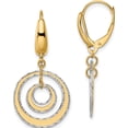 thumbnail image 1 of 14K Two-Tone Jbsp's Polished Textured Leverback Dangle Earrings (35 X 16.75) Made In Italy le2123, 1 of 5