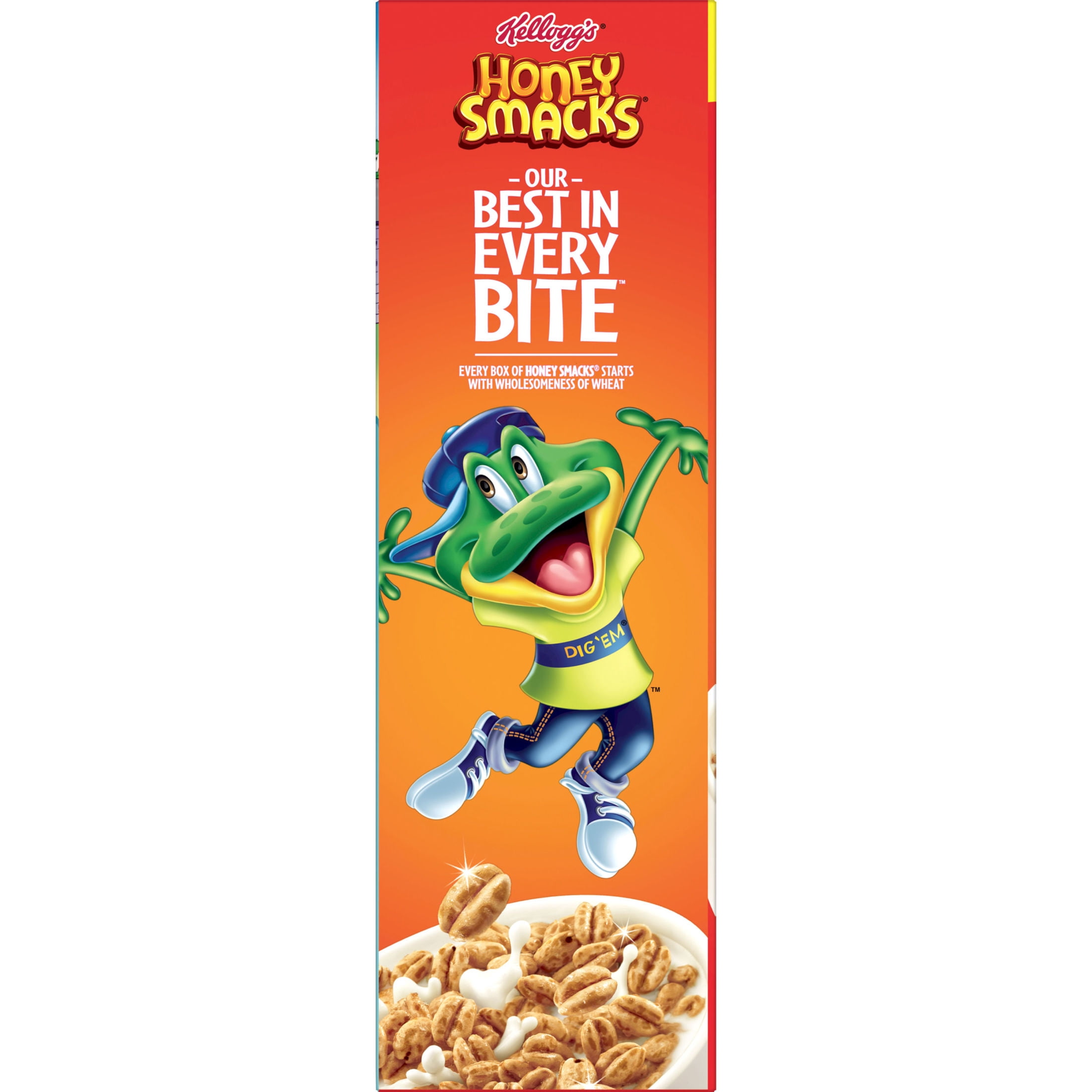 (3 pack) Kellogg's Honey Smacks Original Breakfast Cereal, Made with Whole Grain, Family Size, 21.2 oz