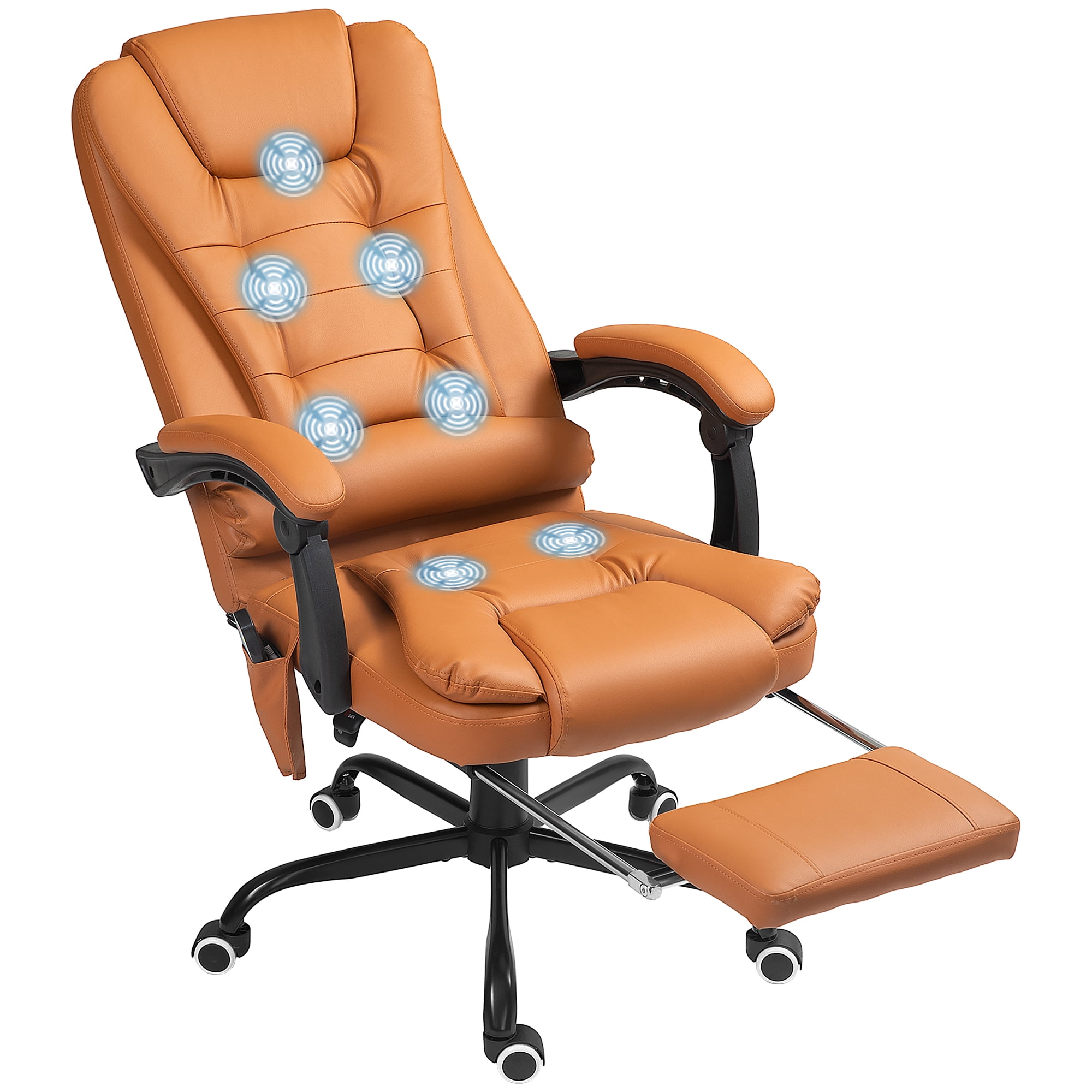 Vinsetto 7-Point Vibrating Massage Office Chair with High Back Light Brown