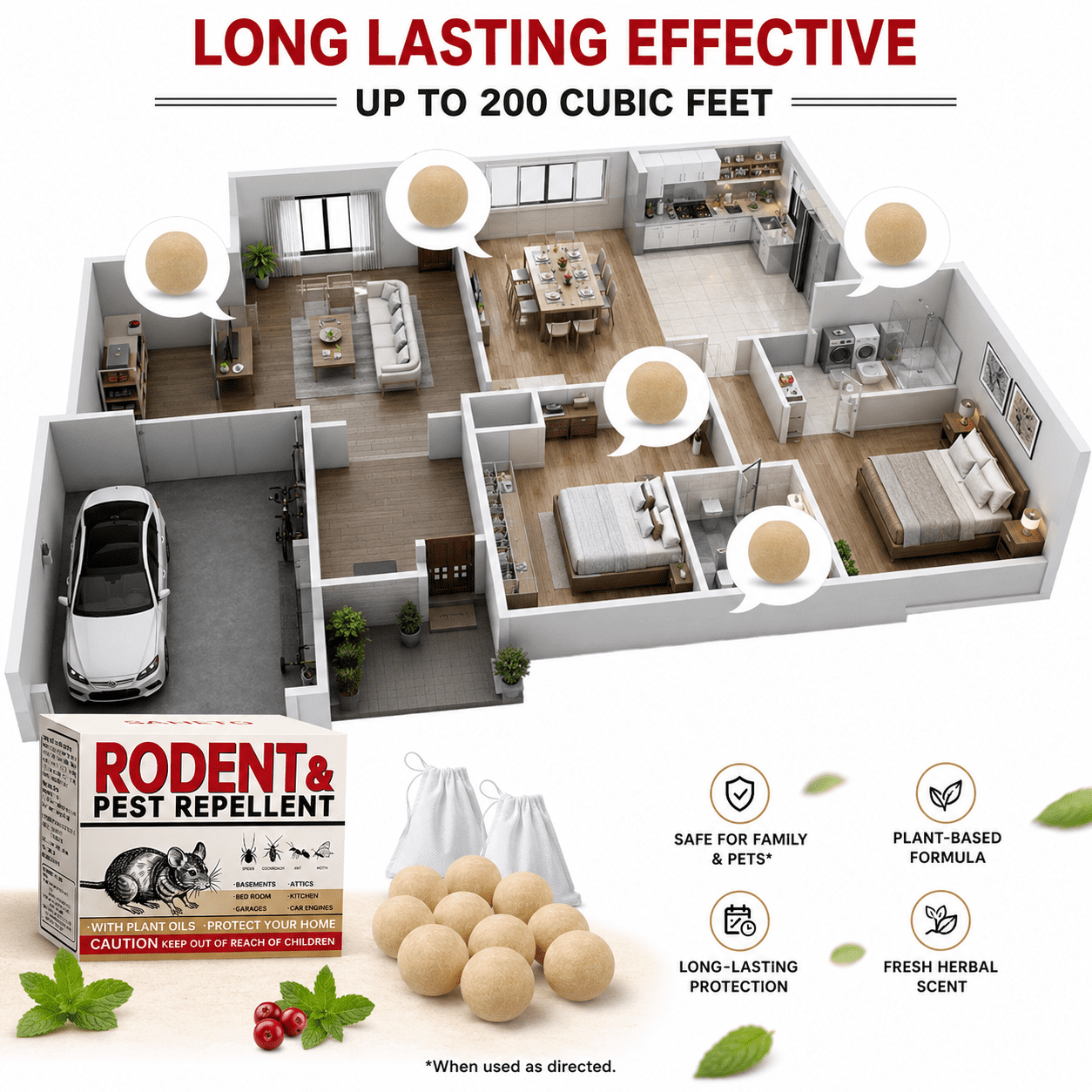 RodentRepellent 72 Balls, MouseRepellent Indoor for House, Car & Garage – Safe & Natural Peppermint Oil Moth Balls for Rodents, Rat & MiceRepellent for Home, Office, & Outdoors