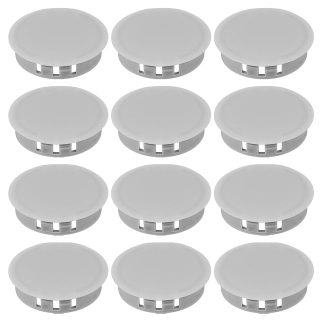 Uxcell Plastic Hole Plugs, Flush Type Round Plug Snap in Locking Covers Grey 40mm/1-9/16"