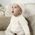 thumbnail image 5 of AHTJRT Crewneck Sweater for Kids Boys Girls Long Sleeve Stretchy Chunky Pullover Solid Color Lightweight Breathable Sweaters Khaki 1-2 Years, 5 of 7