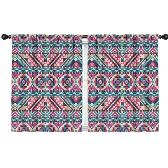 Blackout Kids Curtains,Colorful Geometric Pattern Childrens Insulated Curtains Set Of 2,Bedroom Essentials,Toddler Room Decor 42x54in(106x137cm)