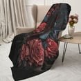 thumbnail image 3 of Disketp Rose Full Moon Black Wolf Cozy Flannel Fleece Throw Blanket: Has a velvety texture for All Seasons - Perfect for Women, Men, & Kids"80"x60", 3 of 6