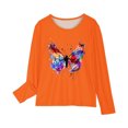 thumbnail image 4 of Zwiiyzr Toddler Baby Girl Long Sleeve Sweatshirt Tops Basic Solid Color Sweater Shirts Kid Fall Clothes 3-14 Years Orange, 4 of 5