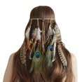 thumbnail image 2 of Diadema Hippie India YONGSHENG Diadema de Plumas de Pavo Real Tocado de Plumas para niñas y Mujeres, 2 of 4