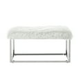 thumbnail image 3 of Inspired Home Renoir Faux Fur Chrome Metal Frame Ottoman Bench White/ Chrome, 3 of 8