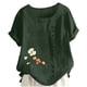 thumbnail image 2 of Tops de Manga Corta de Verano para las Mujeres Cuello Redondo Impreso Botón Superior Camiseta de Imitación Rack, Blusa de Moda Casual para el Uso Diario, 2 of 3