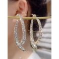thumbnail image 1 of Geometric Cross-over Earrings with High-quality Zircons, 925 Silver Needles, Gold-plated, for Women------Product code 73518, 1 of 4