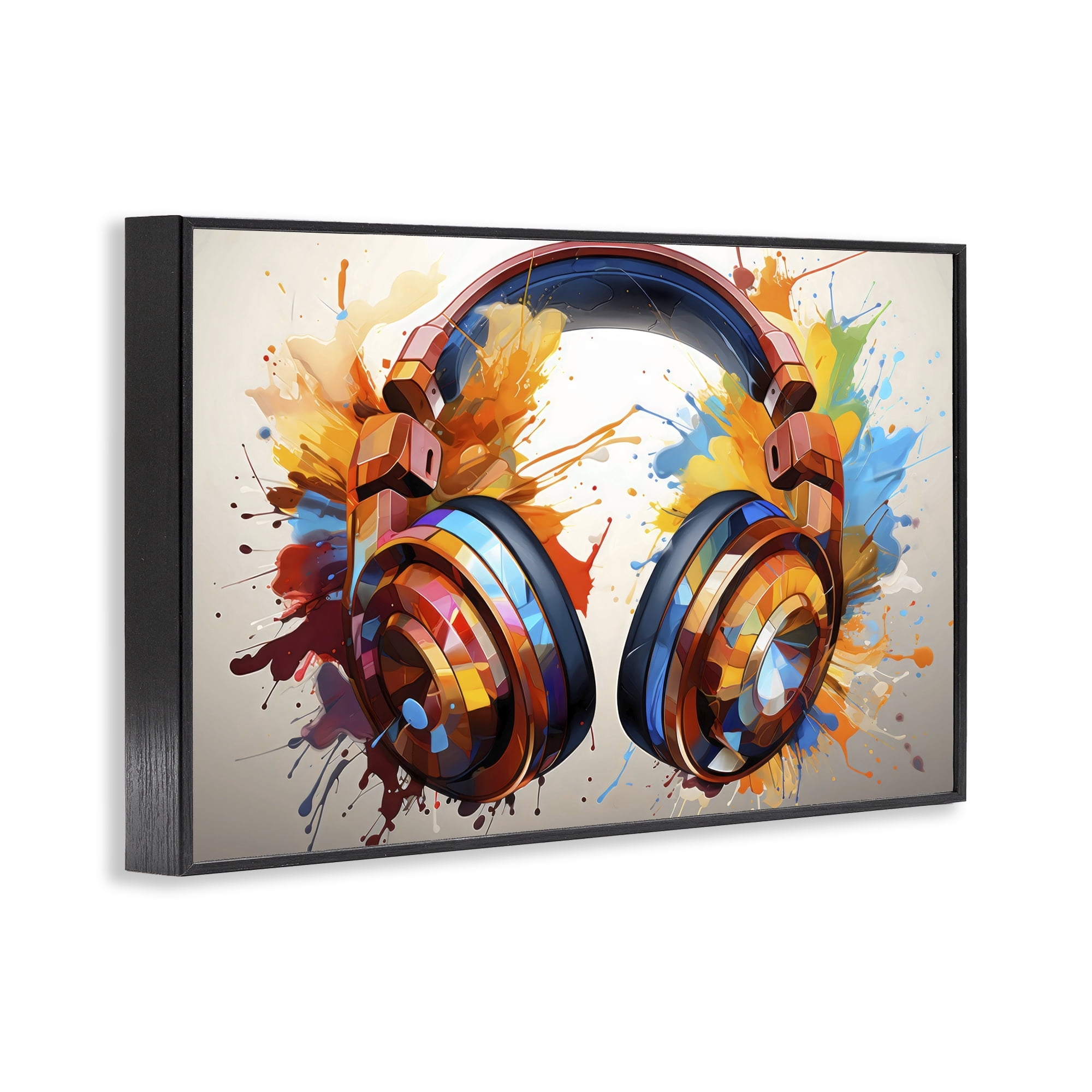 Stupell Industries Music In Color Splatter Black Framed Giclee Art, design by Creative Studio
