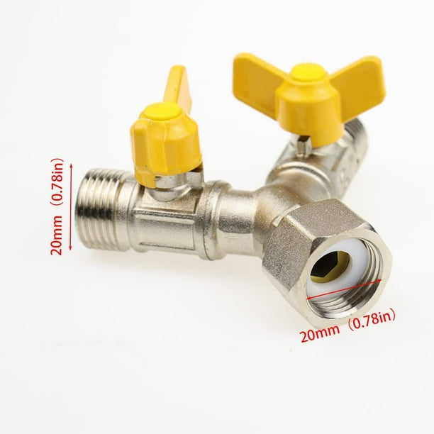 Válvula de interruptor en Y de latón de 1/2" - Divisor en Y de 3 vías con válvulas de cierre - Conexión de agua para cabezal de ducha, brazo de ducha, lavadora - Manguera de jardín LingWen 9024715527455