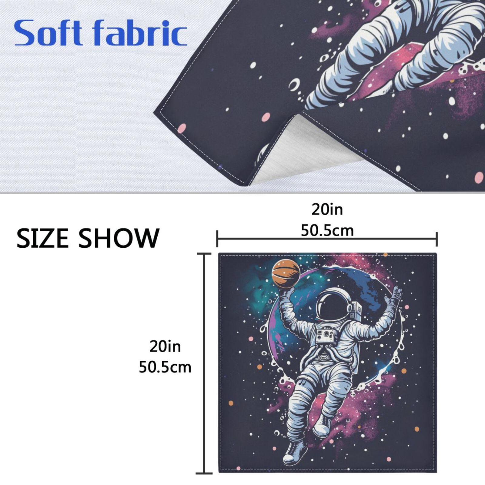 JSTEL Astronaut Basketball Space Pop Cloth Napkins Set of 6, 20x20 Inch Washable and Reusable Napkin for Decoupage Dinner Party Everyday Use