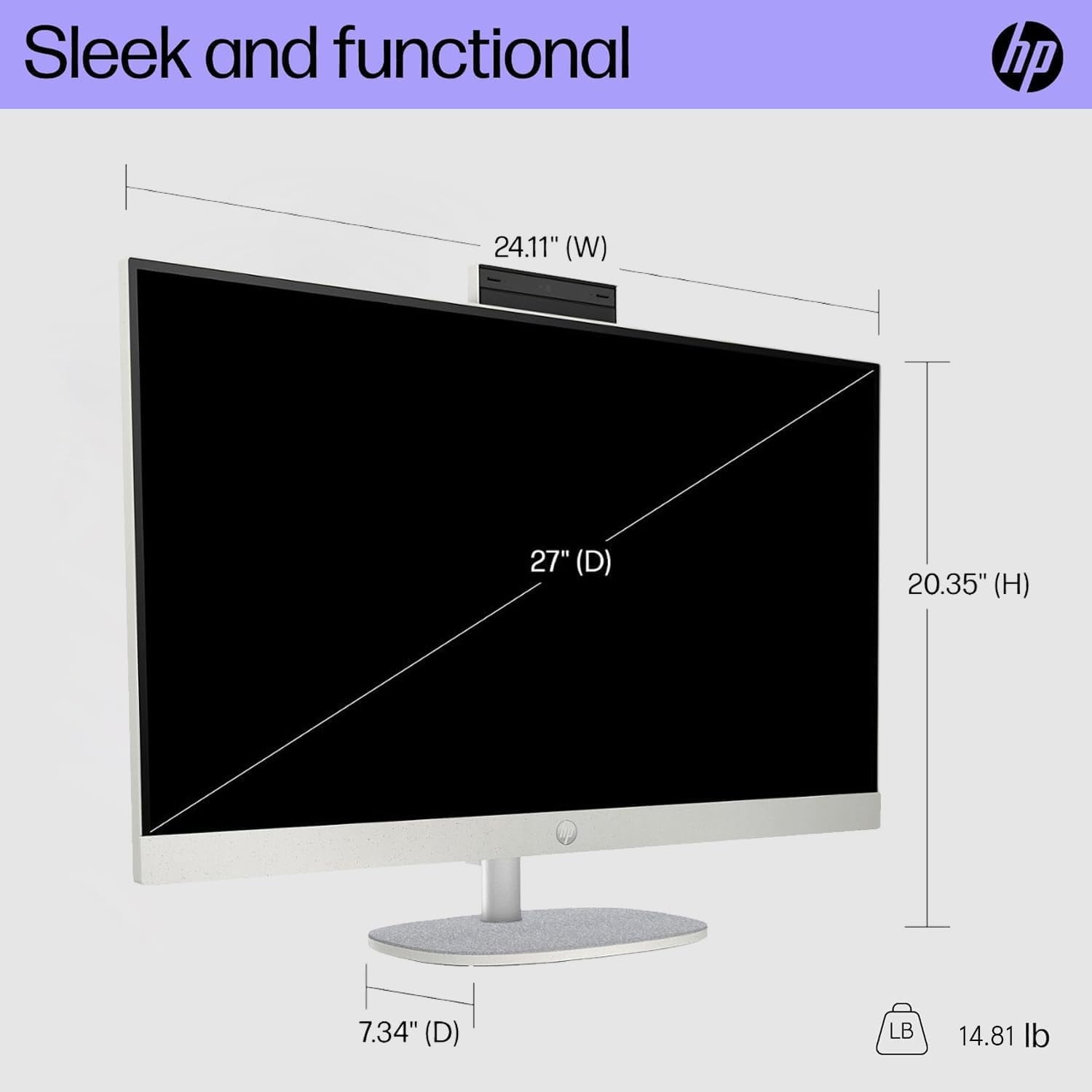 HP 27" All-in-One Desktop Computer, FHD IPS Display, 12-core Intel Core Ultra 7-155U Processor, 64GB DDR5 RAM, 1TB SSD, Adjustable Angle, Wi-Fi 6, HDMI, Wireless KB & Mouse, Windows 11 Pro