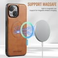 thumbnail image 2 of Compatible with iPhone 11 Magnetic Case, Classic Premium PU Leather TPU Hybrid MagSafe Ultra Slim Protective Skin Friendly Shockproof Phone Case Cover for iPhone 11, Brown, 2 of 7