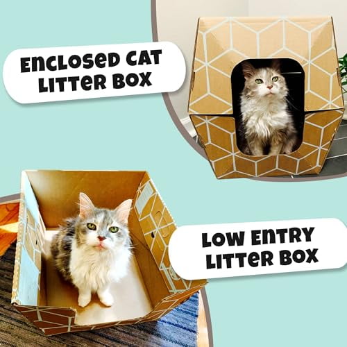 Cats Desire - 15 Trays, Disposable Litter Boxes for Cats - Litter Box, Fits Large Cats - Water Resistant Cat Litter Box - Made in USA, 19" L x17 W x 8.5" H - Enclosed Box