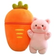 thumbnail image 4 of Juguete de zanahoria de peluche, almohadas de verduras, escondite de zanahoria con cremallera para San Valentín Cerdo de 40 cm., 4 of 9