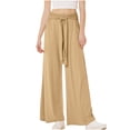 thumbnail image 2 of ClodeEU Wide Leg Dress Pants for Women, High Waist Trousers with Belt ,Flowy Loose Casual Trousers Khaki,Womens Plus XL, 2 of 7