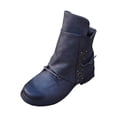 thumbnail image 3 of Oyedens Combat Boots for Women Vintage Slouch Low Heels Motorcycle Riding Mid Calf Boots Short Booties, 3 of 6