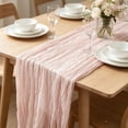 thumbnail image 6 of chaungfeng Light Pink Cheesecloth Table Runner,35 x 71 inch Gauze Table Runners,Semi Sheer Cheese Cloth Fabric Table Runner for Wedding,Party,Bridal Shower Decoration, 6 of 7
