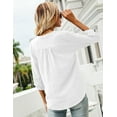 thumbnail image 7 of ZHENWEI Women's 3/4 Sleeve Henley V-Neck Button up Pleated Back Blouses Swiss Dot Blouse Tops Shirts, 7 of 7