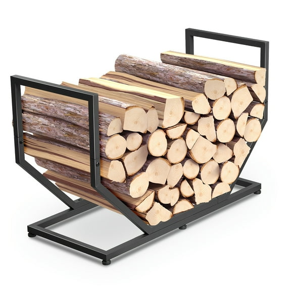 Heavy-Duty Metal Firewood Rack 31-Inch, Extra Long Log Holder for Indoor/Outdoor Use
