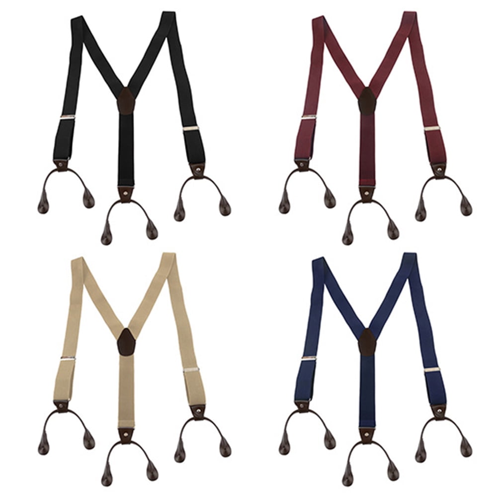 New Mens Convertible Button Hole Classic Suspenders Adjustable Elastic Braces 