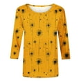 thumbnail image 4 of Yuanlook Women's 3/4 Sleeve Shirts,Dressy Casual Tops Crew Neck Blouses Summer T Shirts Loose Fit Business Work Clothes - Yellow - S, 4 of 9