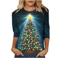 thumbnail image 2 of Holiday Gifts! Titcea Christmas Shirts for Women 3/4 Sleeve Crewneck Glitter Xmas Tree Print Pullover Christmas Sweaters 2024 Fashion Casual Tops, 2 of 4