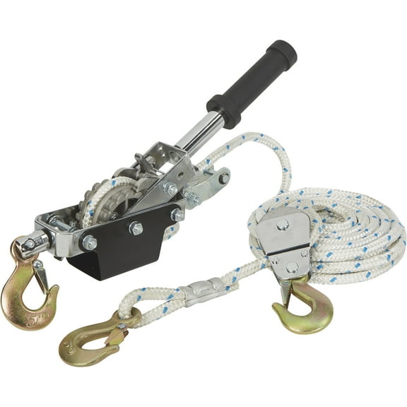 Ironton 1-Ton Rope Puller with 3 Hooks, 1100-Lb. Single-Line Capacity, 2200-Lb. Double-Line Capacity, 19.7ft.L Lift