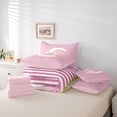 thumbnail image 5 of Homewish Kawaii Princess Style Bedding Comforter Set 7pcs for Teen, Kawaii Initial C Letter Queen Bedding Sets, Pink Stripes Line Reversible Queen Sheet Sets, Ultra Soft Bedroom Decor, 5 of 7