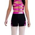 thumbnail image 2 of Haitryli Kids Girls Dance Shorts Metallic Bow Rhinestone Shorts For Gymnastics Ballet Dance Stage Performance Outfits Hot Pink 10, 2 of 5