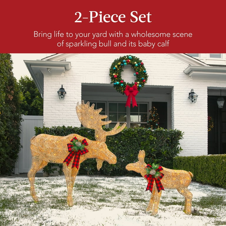 Best Choice Products 2-Piece Moose Family Lighted Christmas Yard ...